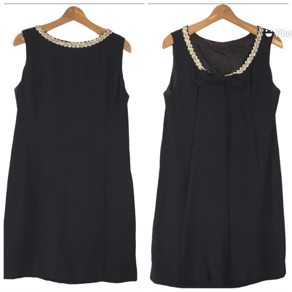 Vintage Dresses & Skirts - Vintage 1960's Wiggle Dress LBD Black Bow Train